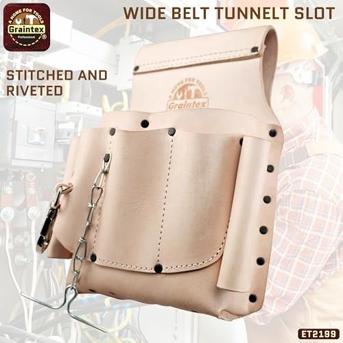 Electrician Leather Tool Pouch | Natural Color Top Grain Leather | Perfect