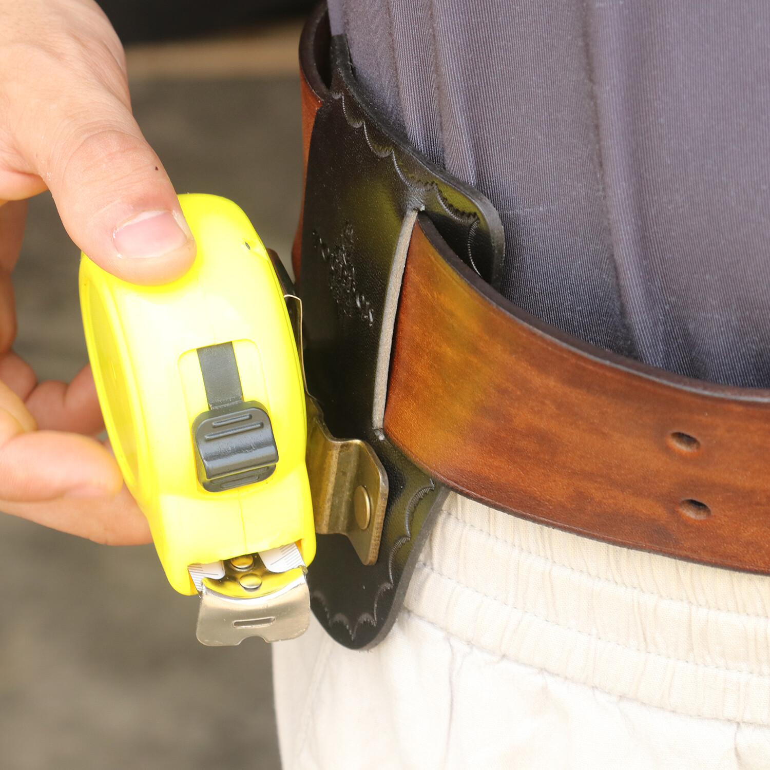 TOURBON Leather Tape Measuring Hanger Drill Tool Clip Holster Carry Belt Pouch
