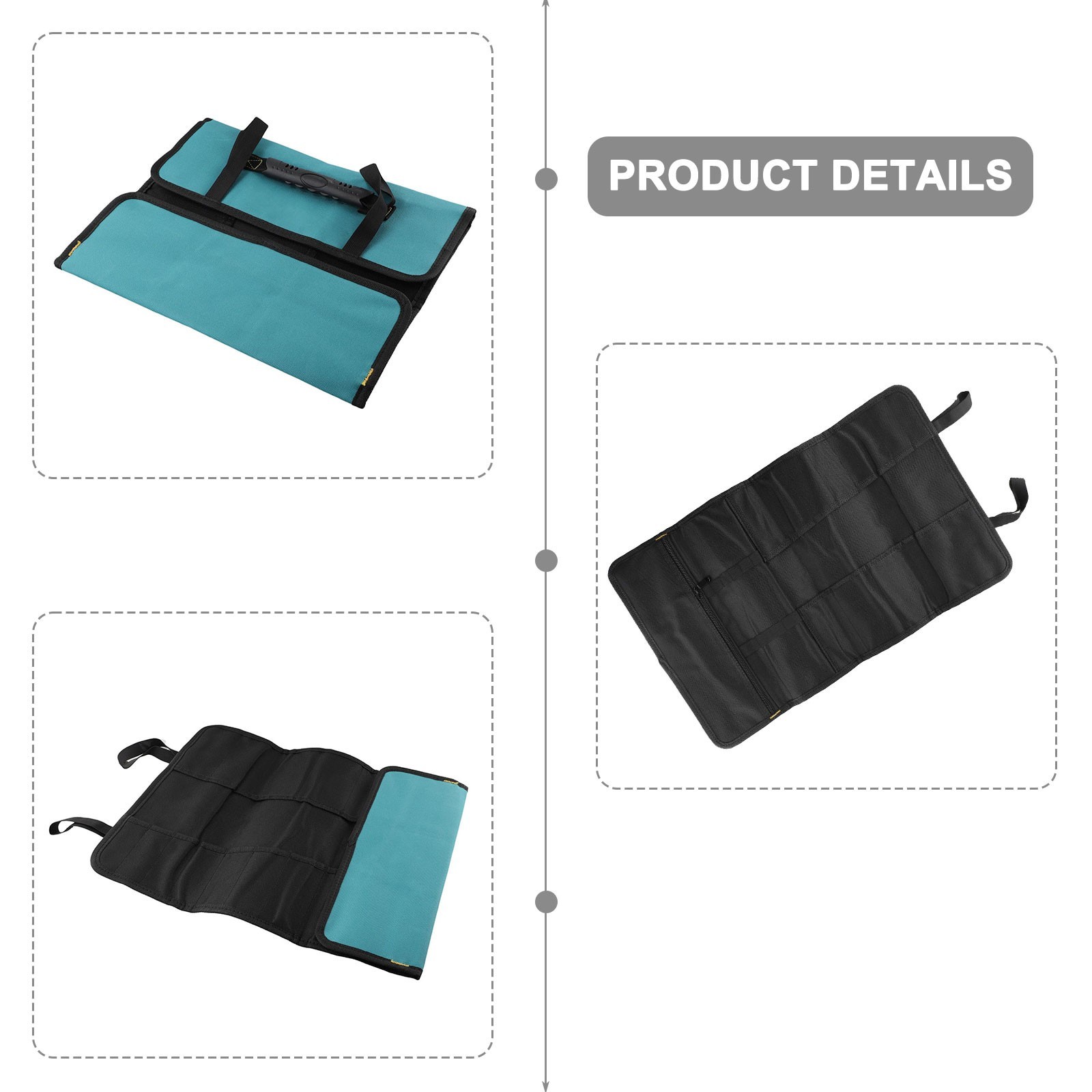 Sturdy Tool Storage Bag for Electricians 600D Oxford Cloth Zippered Pockets