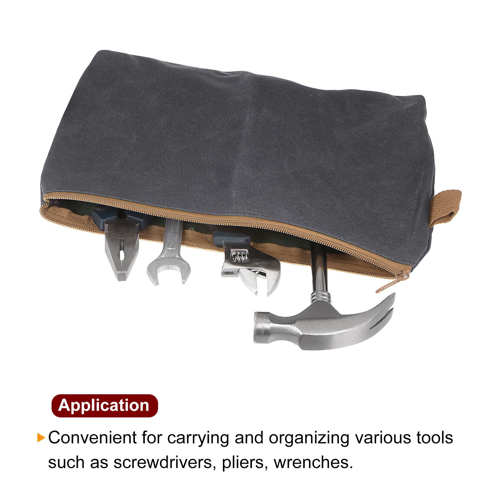 Tool Pouch Bag 31cm x 6cm x 17cm Oxford Organizer with Zipper Grey