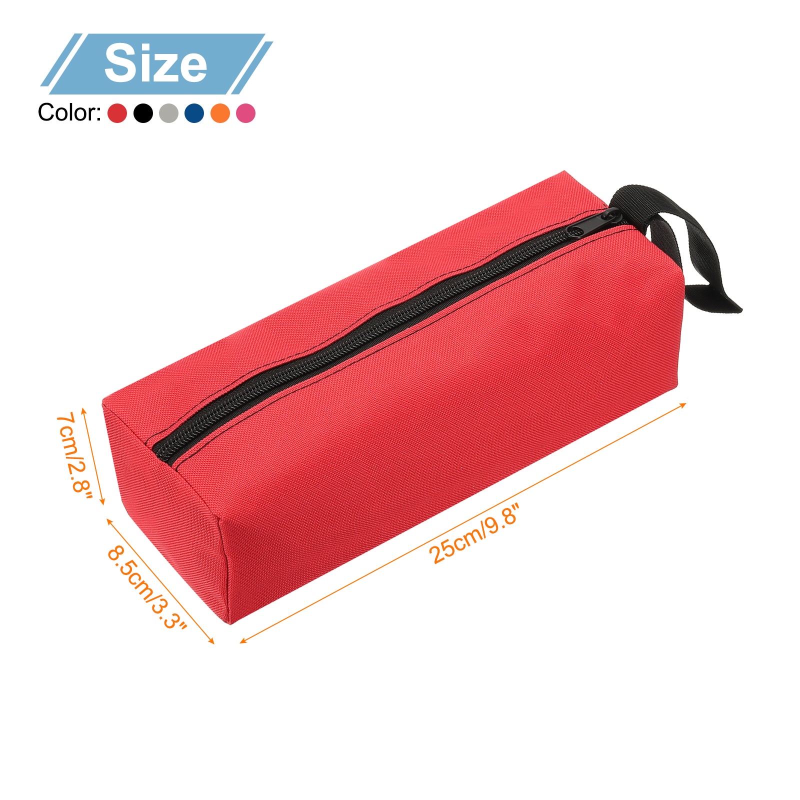 6pcs Zipper Utility Tool Bag 9.8×3.3×2.8 Inch Multi-purpose Tote Bag 6 Color