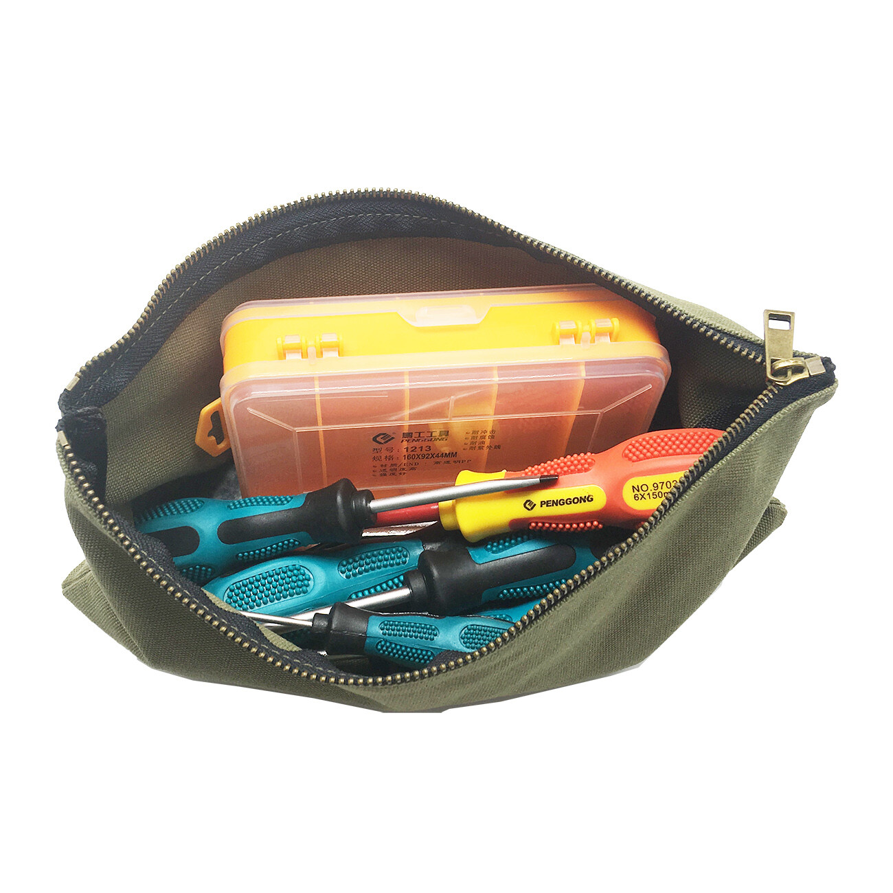 50PCS Small easy carry Canvas Tool Bag Metal Zippers Multi Purpose 12.2x 6.5inch