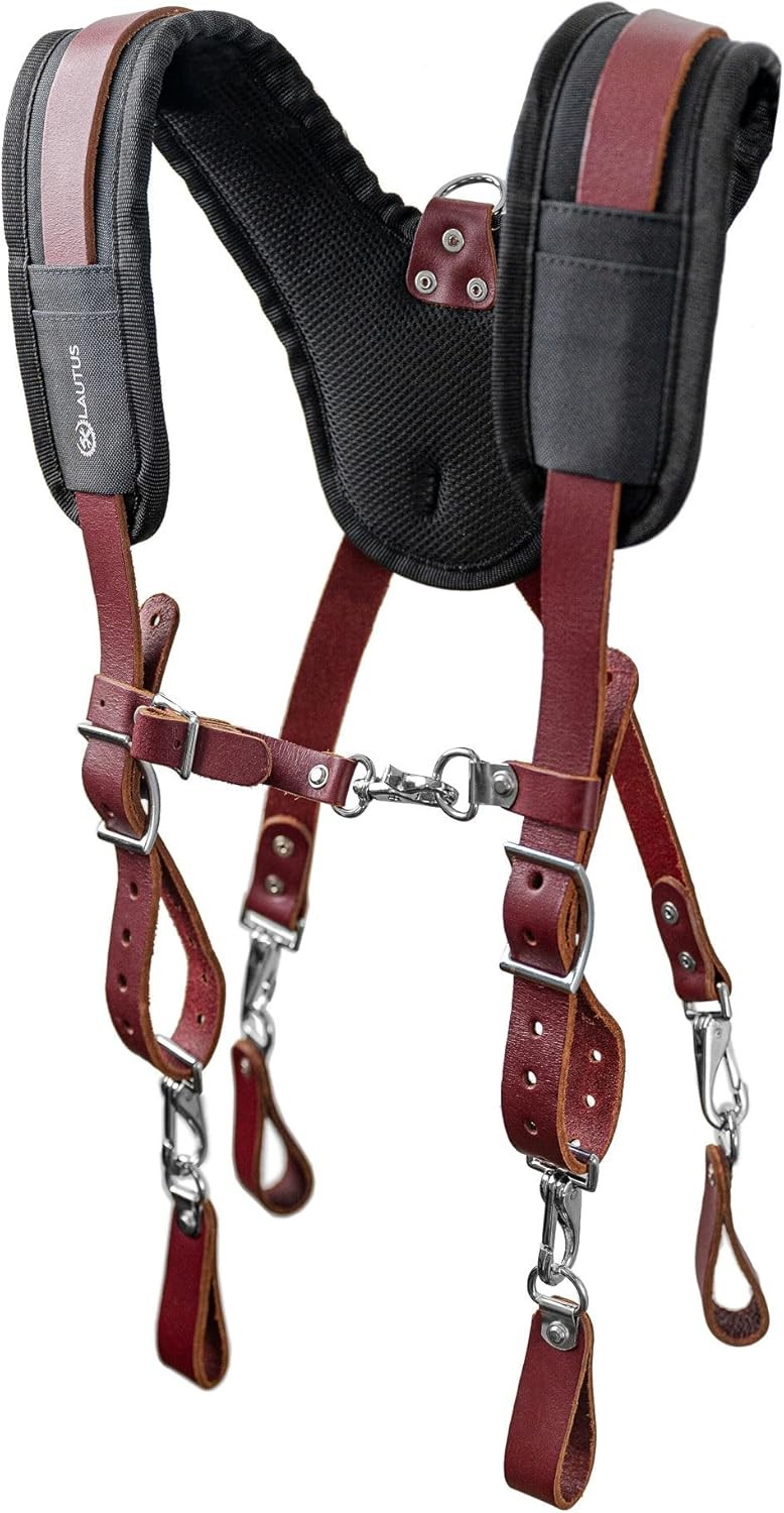 Leather Padded Tool Belt Suspenders w/Chest Strap| Pencil Sleeve| Comfortable &