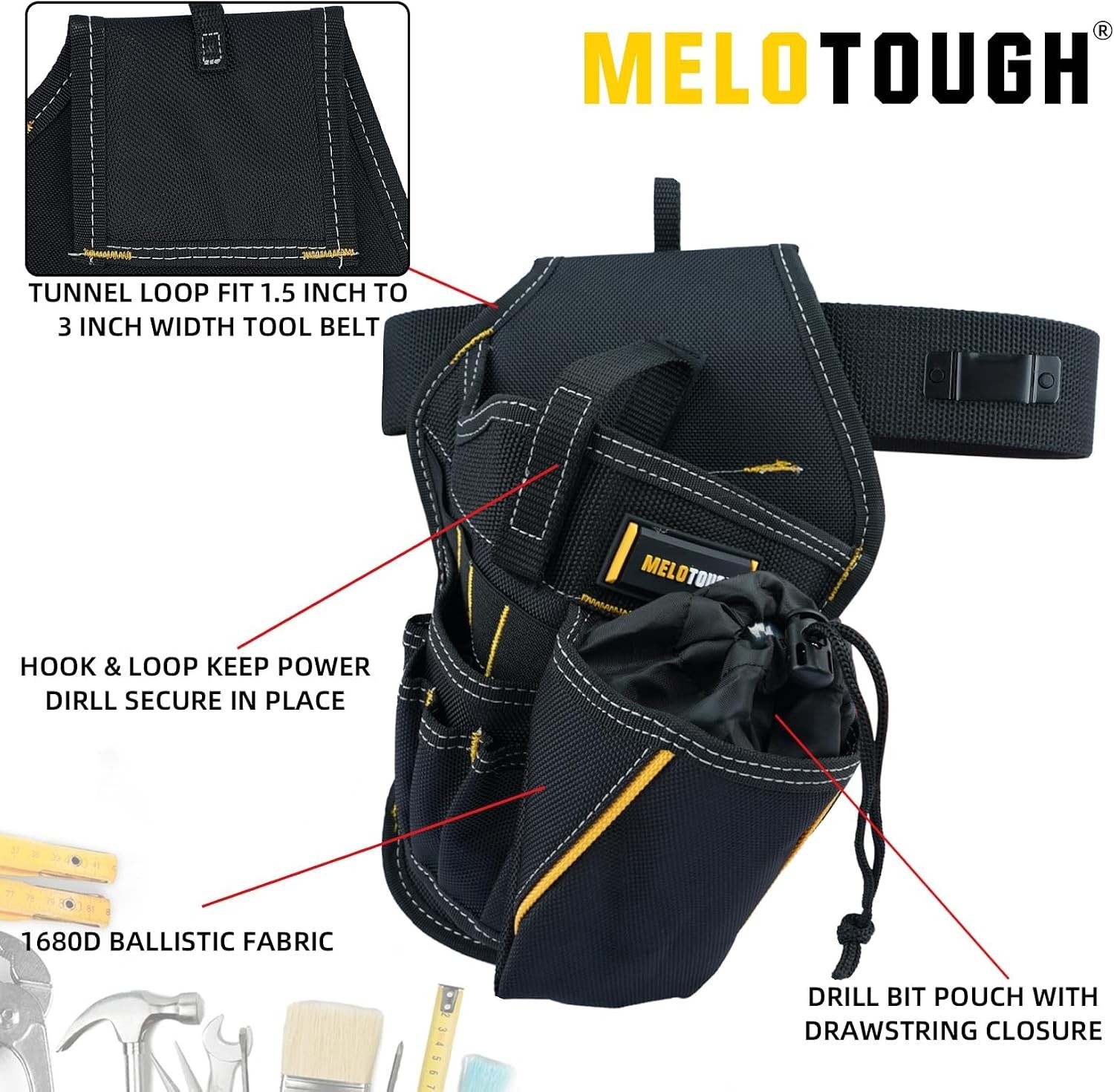 3-in-1 Drill Holster Combo w/ Magnetic Wristband Tool Belt Holder Right Hand