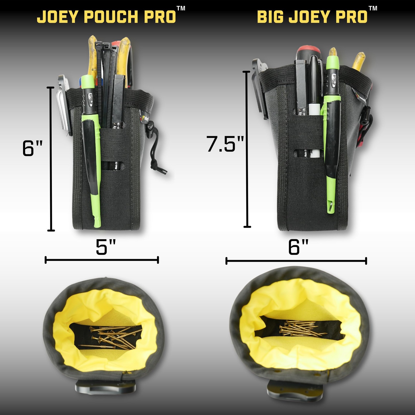 Big Joey Pouch PRO | Clip-On Tool Belt Bag for Tools, Screws, and Nails – Gre…