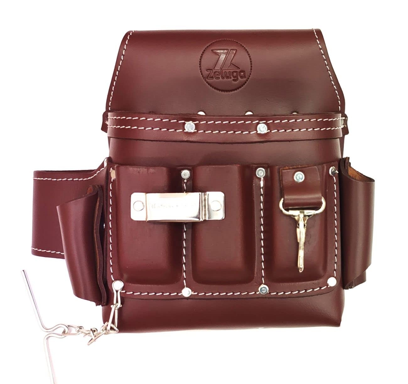 Zeluga 20-168 6 Pocket Leather Electrician Tool Pouch, Cherry