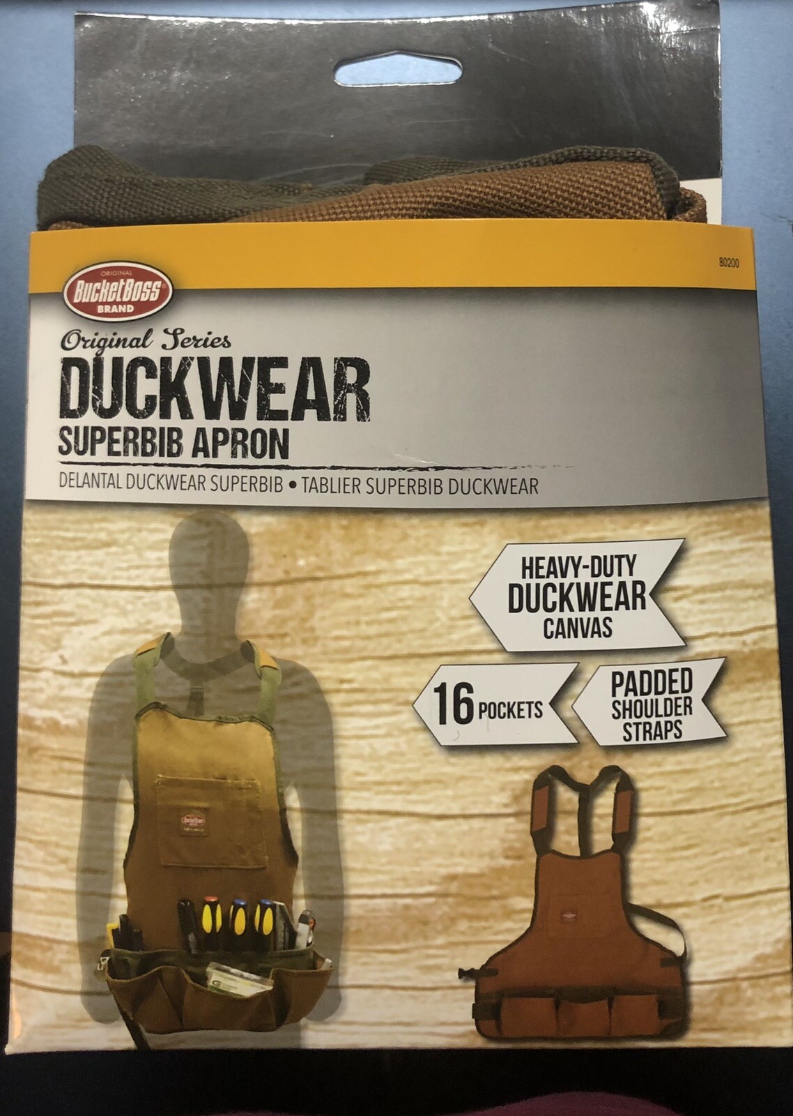 Bucket Boss 23 In. 16-Pocket Duckwear Super Bib Tool Apron, up to 52 in. waist