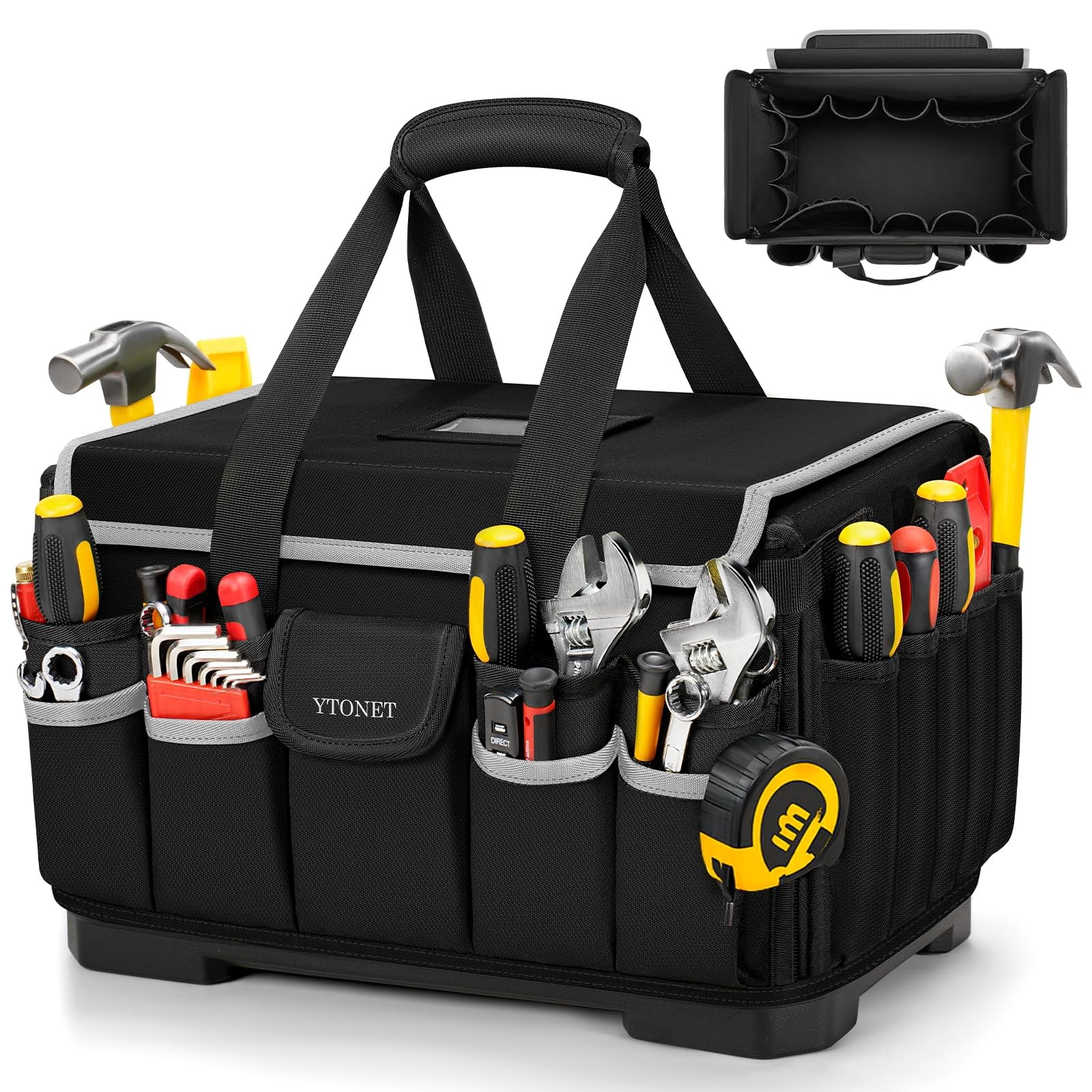 Black 16Inch Heavy Duty Mechanic Electrician 46Pocket Tool Bag