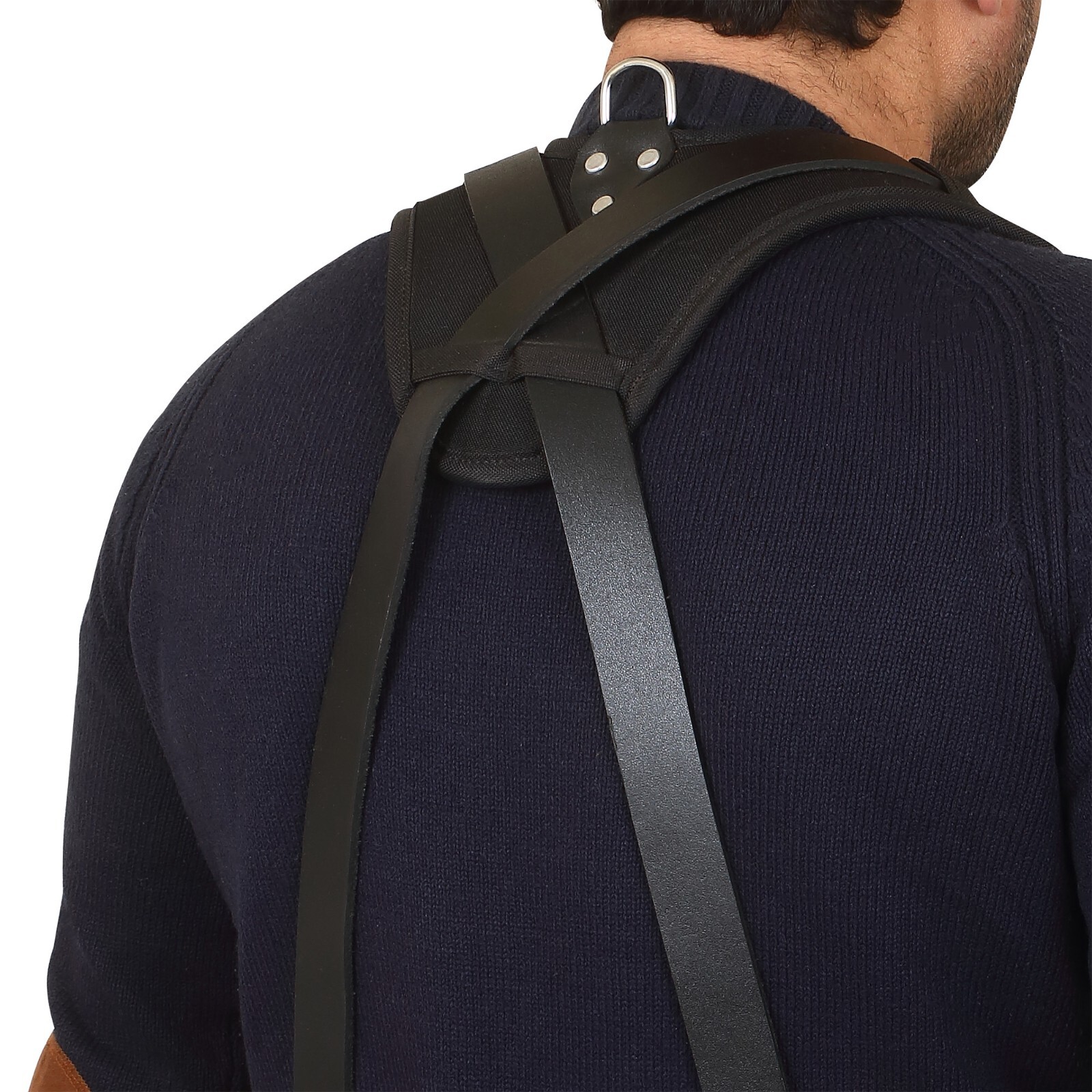 Trutuch Black Leather Tool Belt with Suspender | 18 Pockets | Framers Tool Belt
