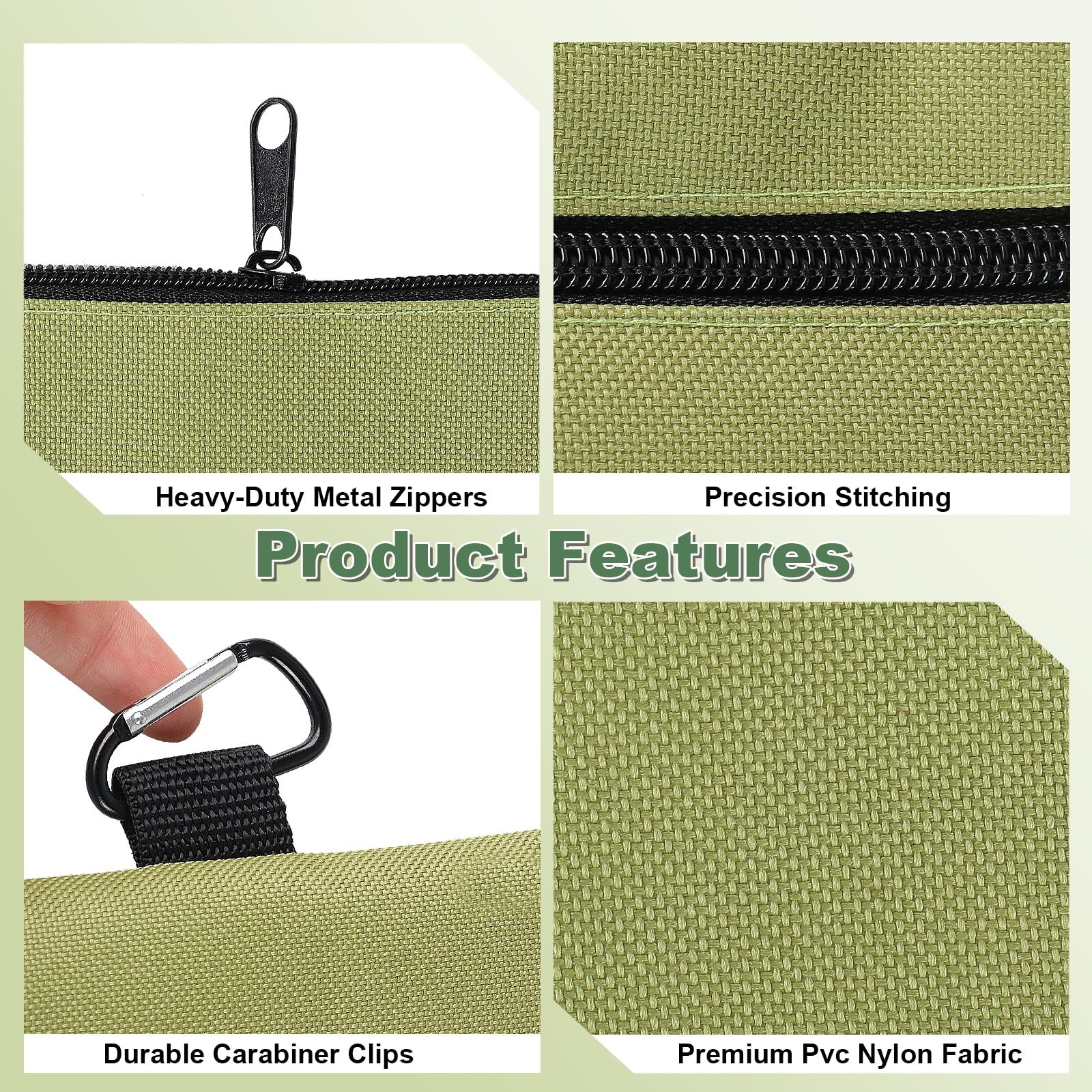 2 Pack Tool Bag Zippered Pouch with Carabiner Utility Storage Organizer Bags
