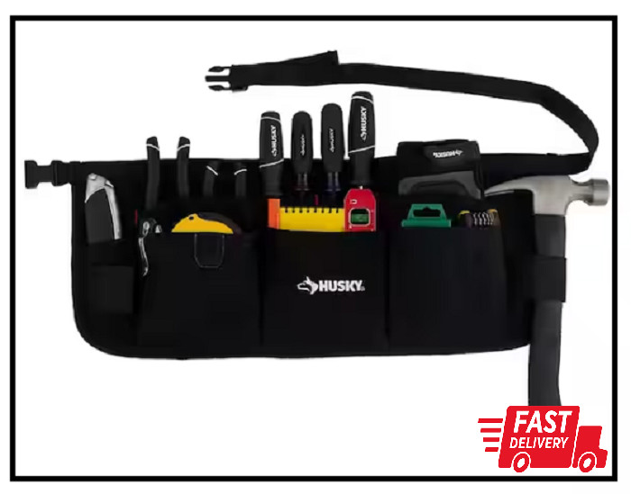 NEW 24in 13-pocket Black Canvas Waist Apron Adjustable Tool Belt Pocket Storage