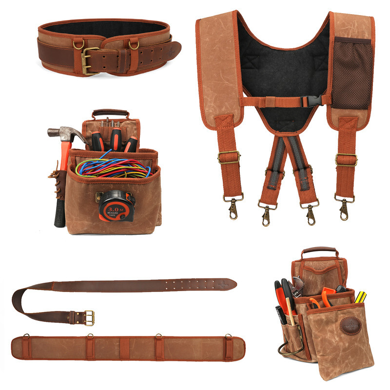 TOURBON Heavy Duty Tool Belt Pouches Build Suspender Electrician Carpenter Strap