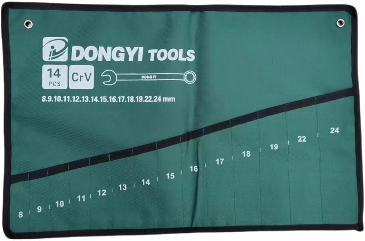 Canvas Wrench Roll Up Pouch Set 14 Pocket Tool Organizer for Metric Wrenches
