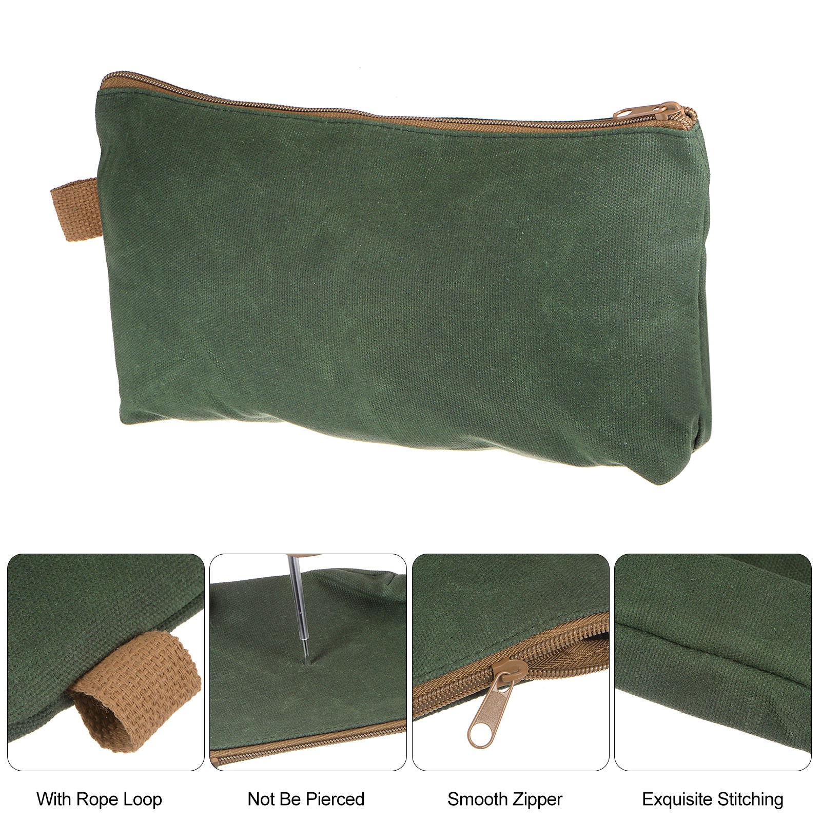 Tool Pouch Bag 31cm x 6cm x 17cm Oxford Organizer with Zipper Dark Green