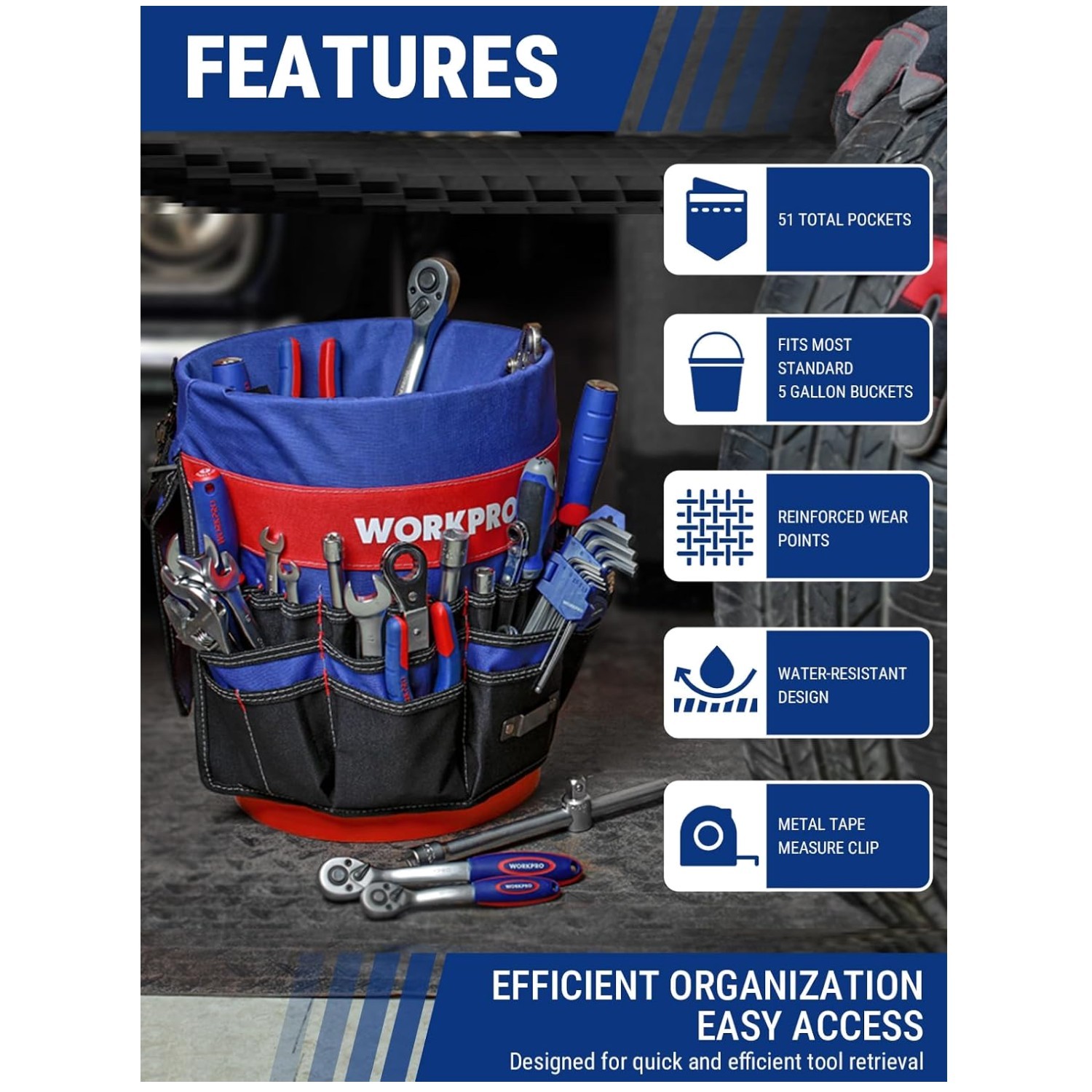 Waterproof Tool Bag 600D Polyester 33lb Capacity