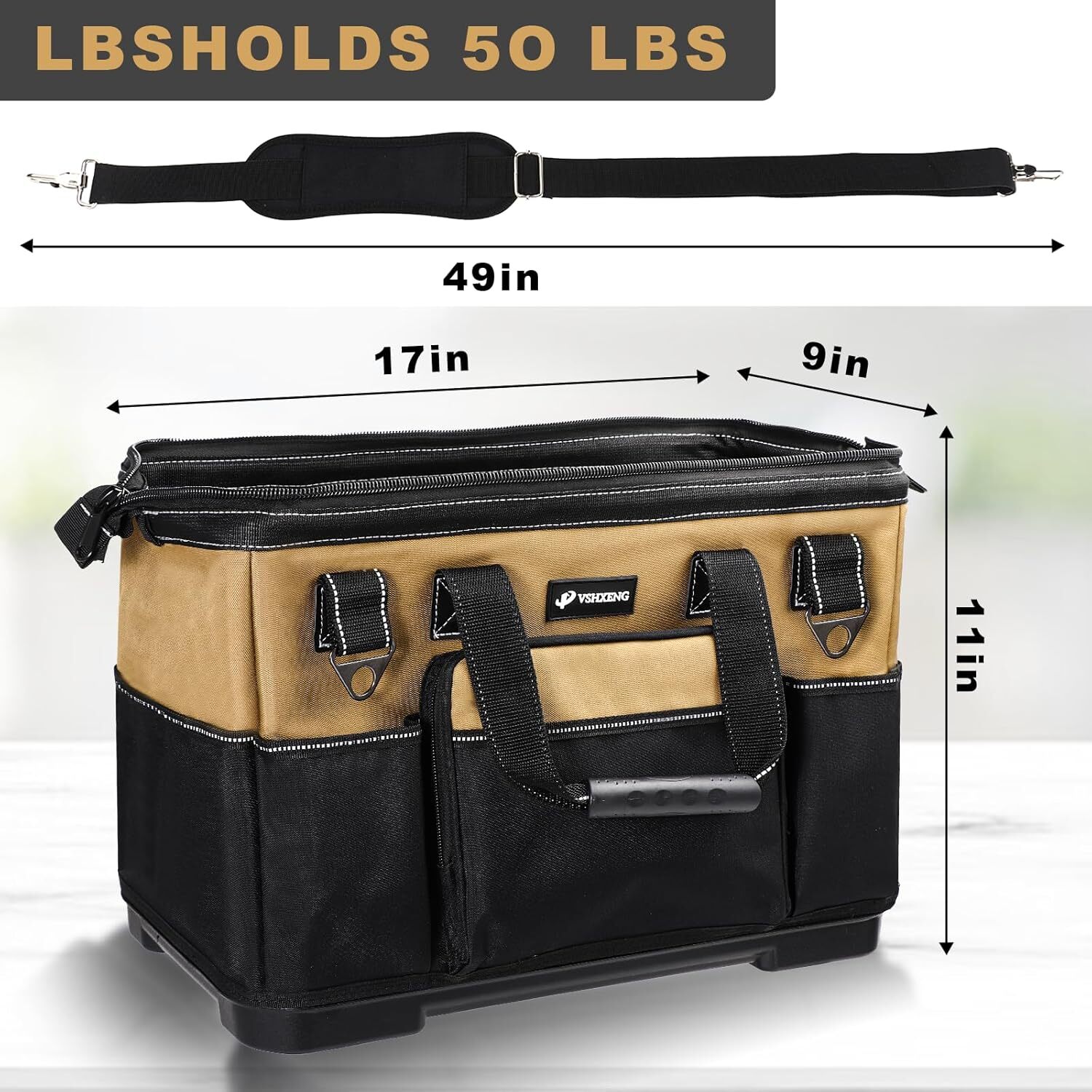 17 IN Large Tool Bag For Men Heavy Duty, Drill Bag Tool Bag Organizer, Wide M…