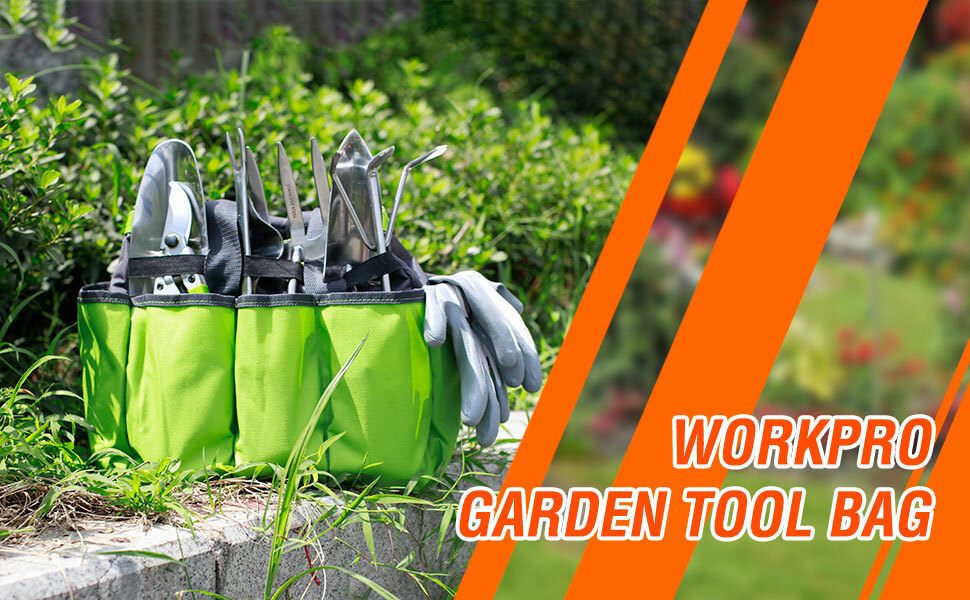 WORKPRO Green Garden Tool Bag W/8 Pockets Garden Tote Storage Bag Home Organizer