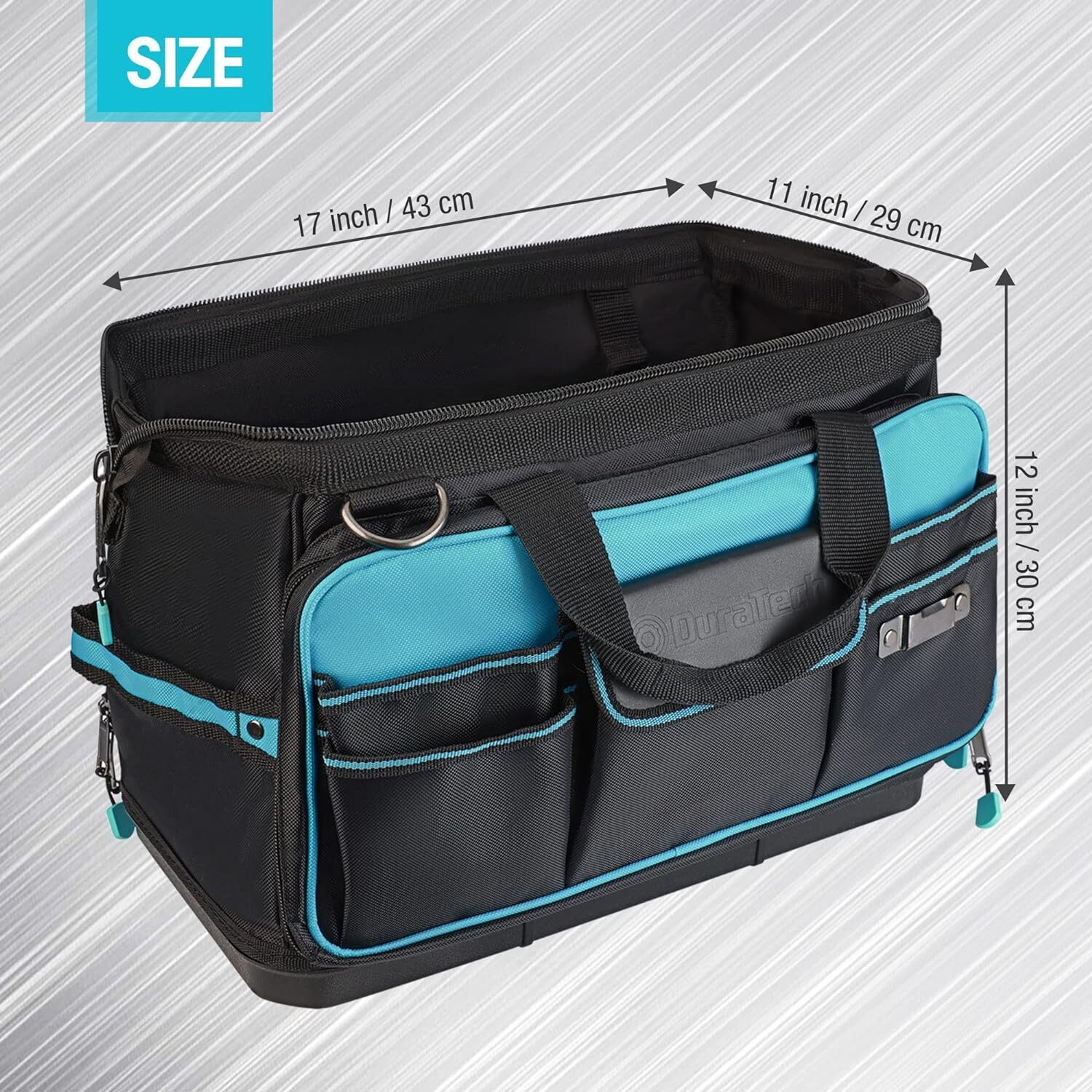DURATECH 17’ Wide Mouth Tool Bag, Storage 32 Bag Tool Bag Organiser Oxford Cloth