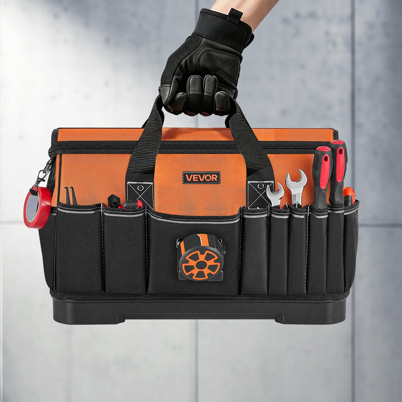 VEVOR Tool Bag 19.1 Inch 33-Pocket Portable Tool Box with Water-Resistant Base