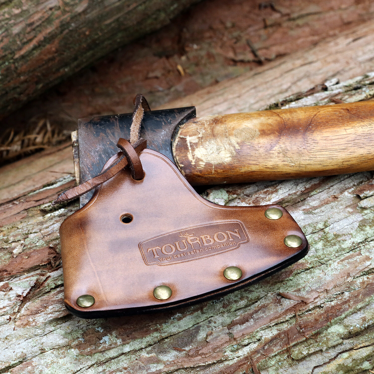 TOURBON Axe Holder Hatchet Lanyard Blade Sheath Head Cover-Cowhide Leather Craft