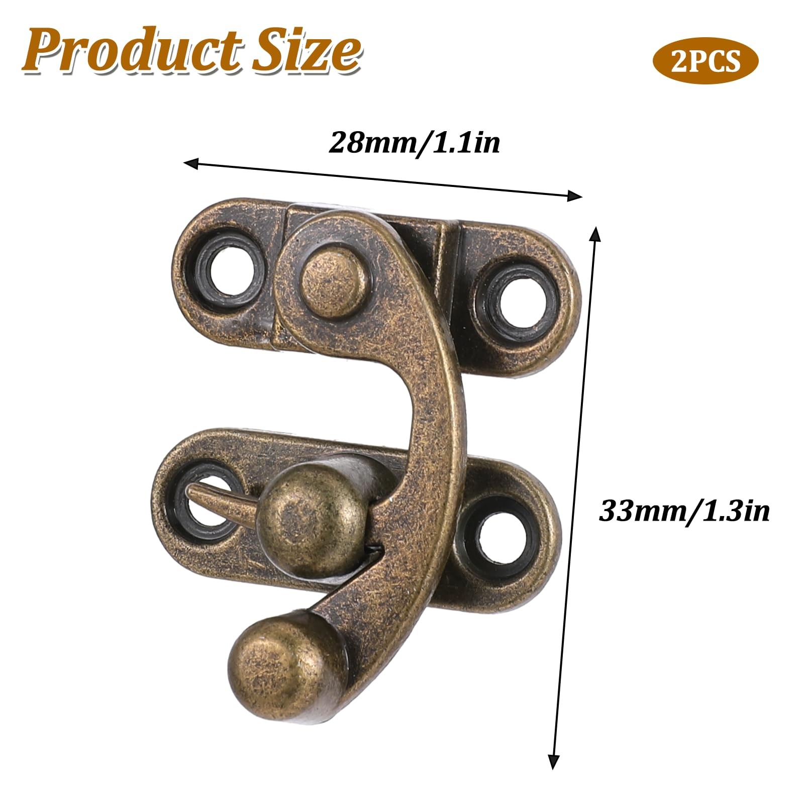 2pcs Bronze Mini Swing Arm Clasp Latch Antique Vintage Lock Left
