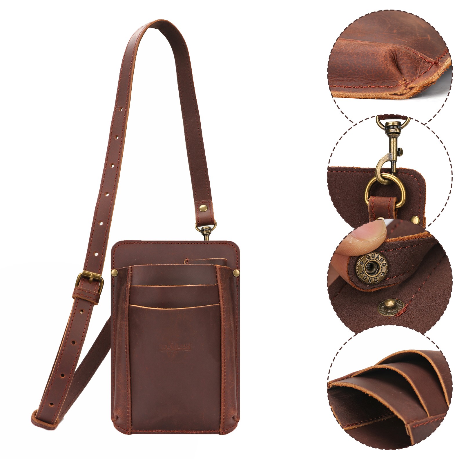 TOURBON Leather Garden Tool Florist Belt Pouch Tool Pocket Phone Case Sling Pack