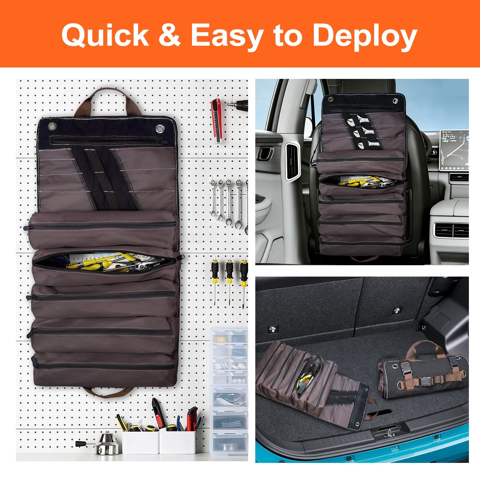 Roll Up Tool Bag Organizer for Men Heavy Duty Tool Wrap Roll Bag Organizers 1…