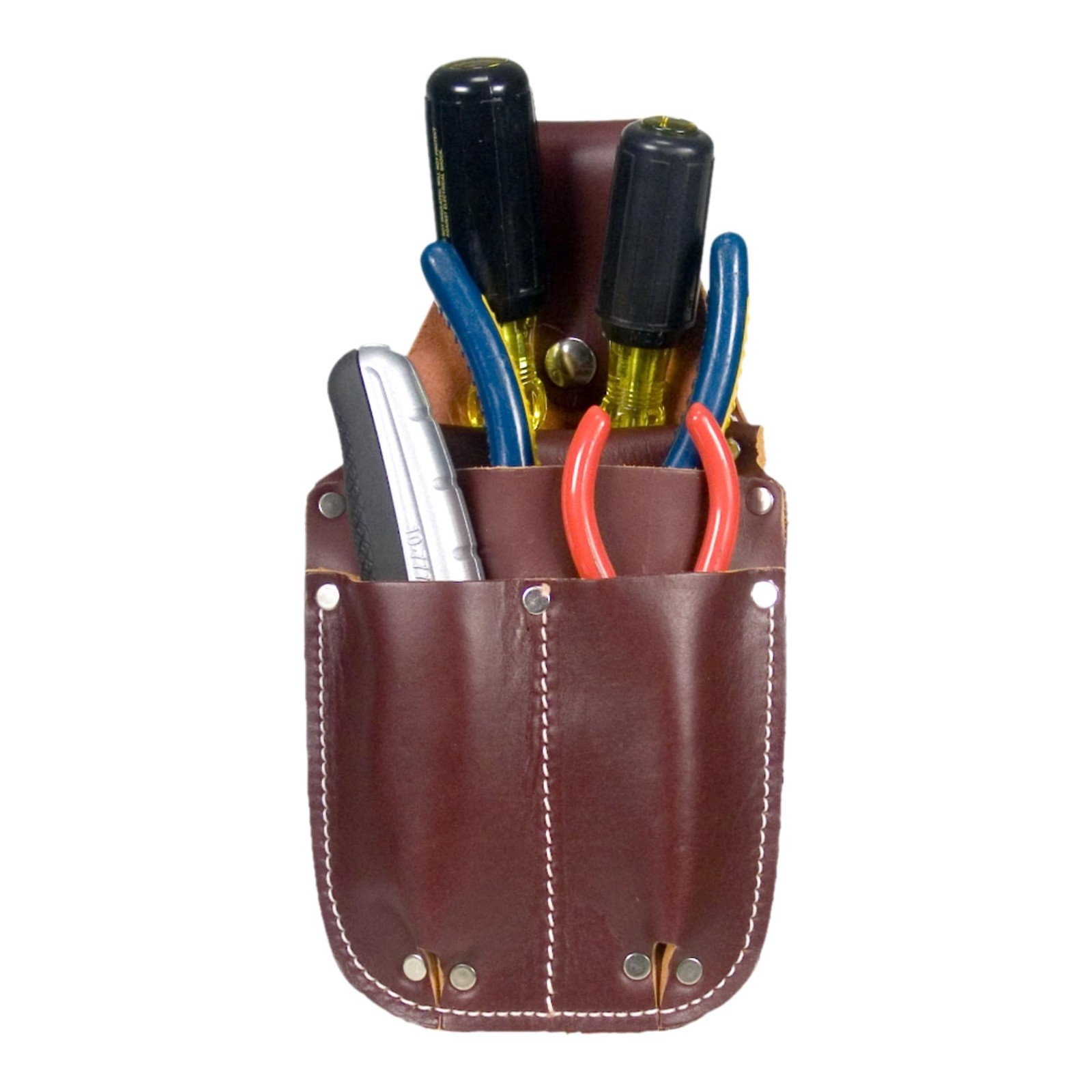 Brown Tool Pocket Caddy – 4 Pockets & Holders – Fits 2″ Belts – Lightweight USA