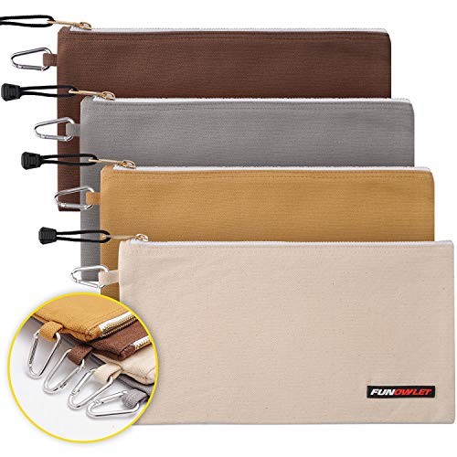 Utility Bag, Canvas Zipper Tool Bags – Heavy Duty White, Gray, Tan, Brown