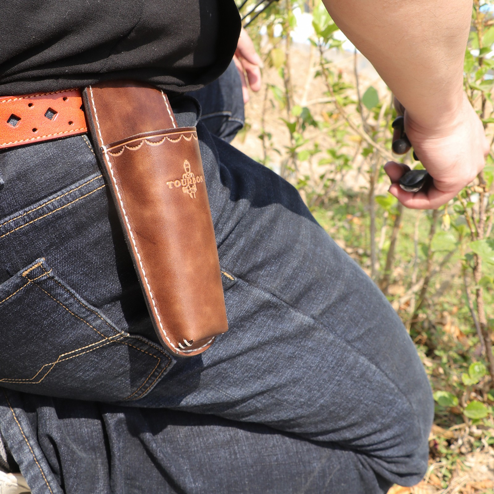 Tourbon Leather Plier Sheath Garden Tool Holder Shears Pruning Pouch Belt Clip