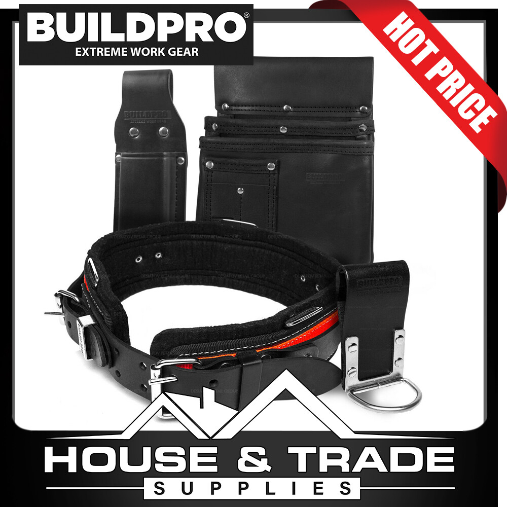 BuildPro Plasterers Hangers Set 4 Piece Leather Heavy Duty Stitching PHS