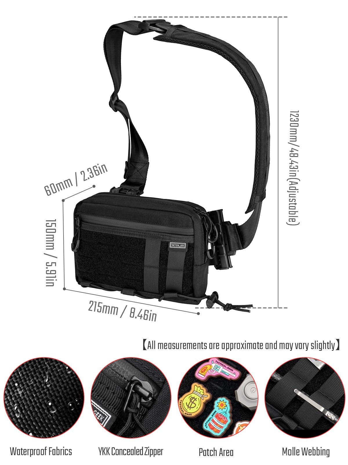 Tactical_Geek Tacticalgeek Crossbody Shoulder Bag Nylon Multipurpose Daypack