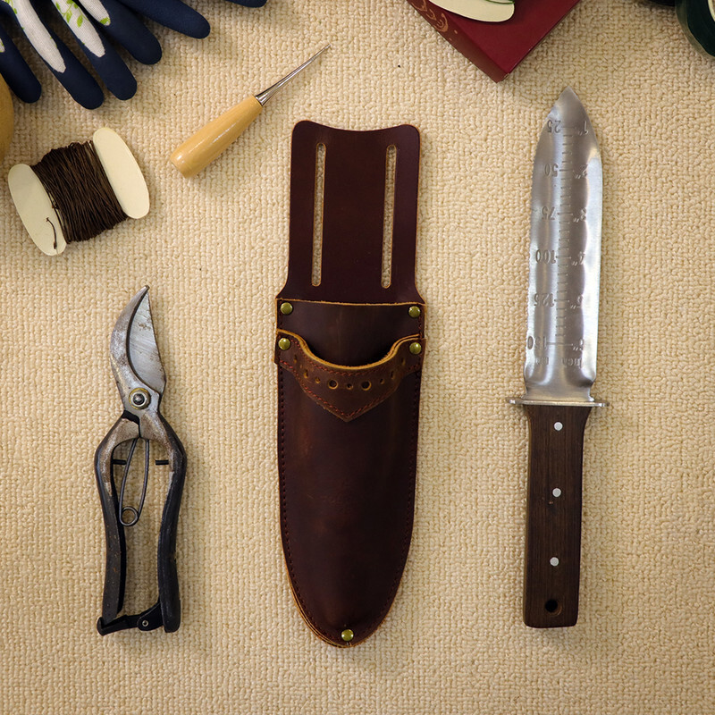 TOURBON 2-in-1 Leather Garden Pruner Transplanting Trowel Belt Holster Cover
