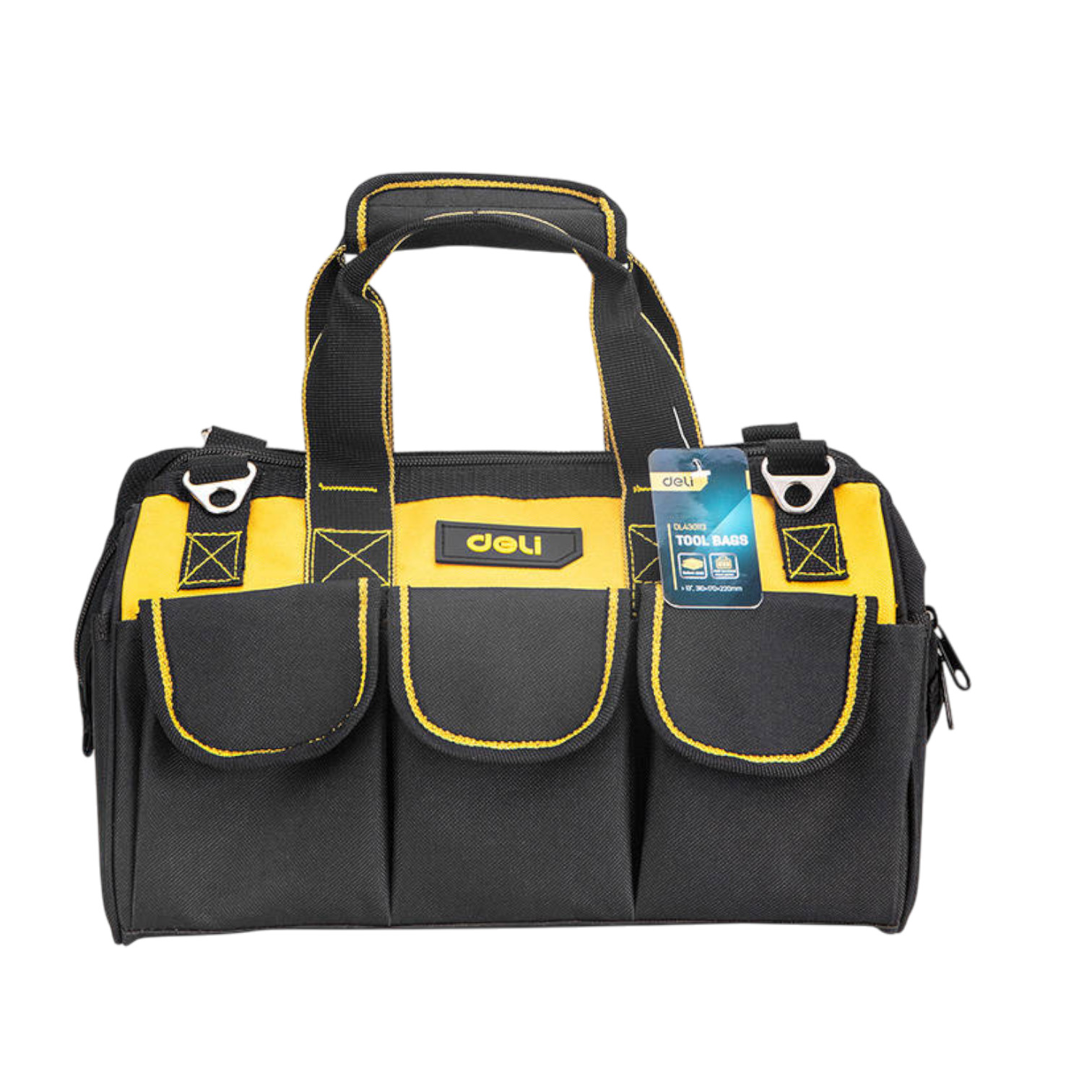 Tool Bag Work Bag Craft 31x17x22cm Black Yellow Oxford Fabric Deli