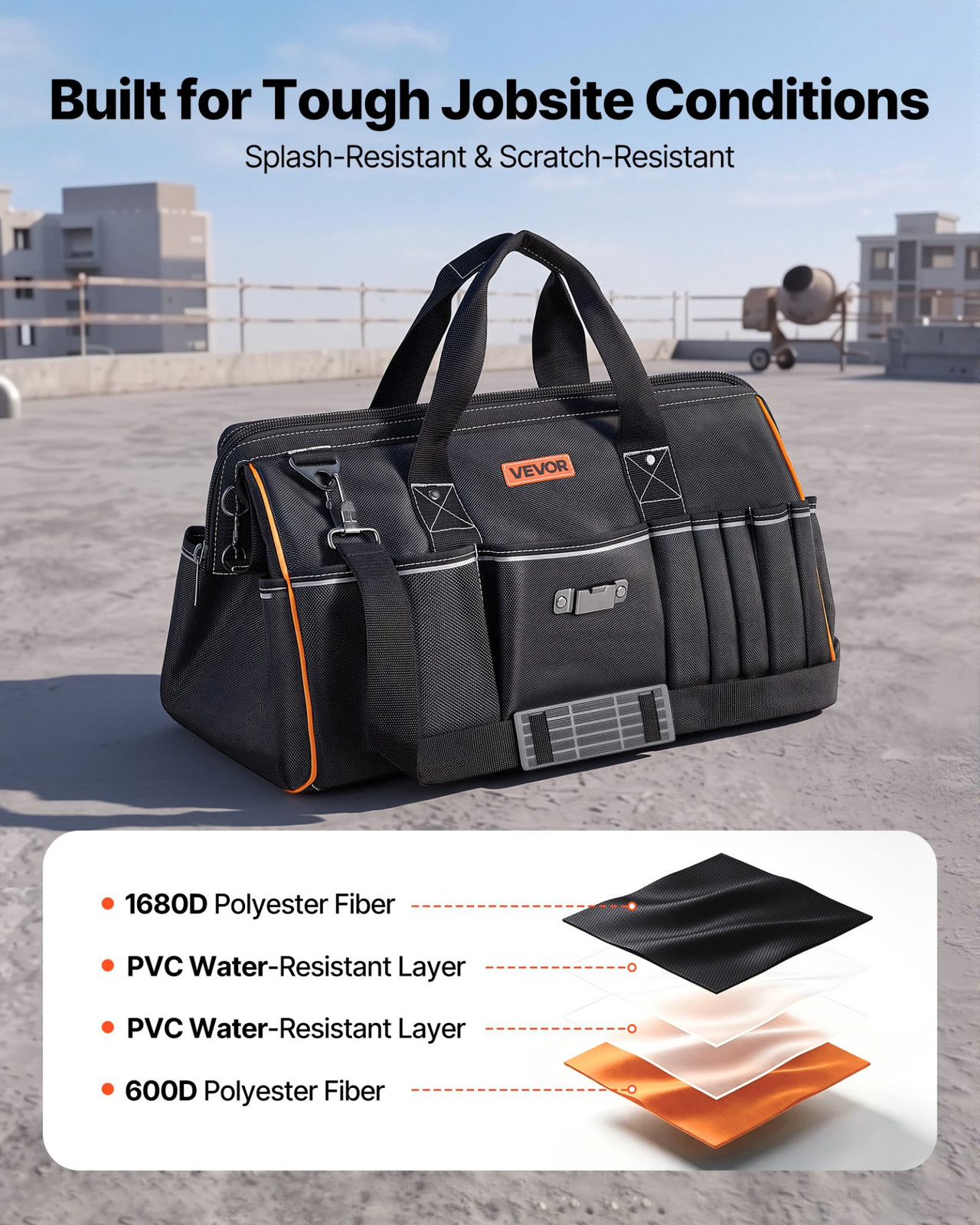 20″ Tool Bag 33 Pocket Large Tool Organizer Storage w/Shoulder Strap