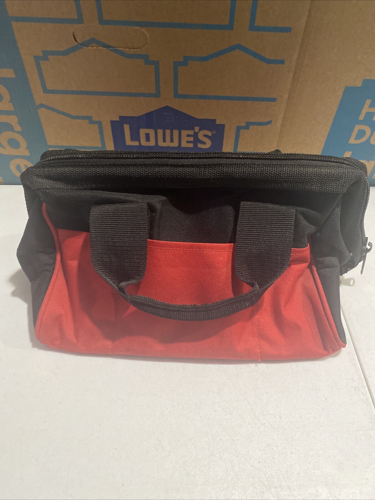 AWP Black/Red Polyester Utility Tool Tote Zip Closure 13”