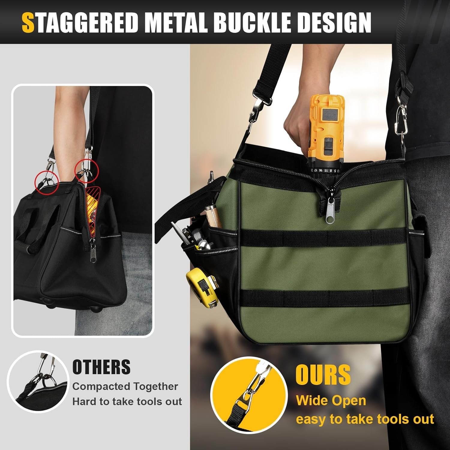 Large Capacity Tool Organizer Bag with Shoulder Strap