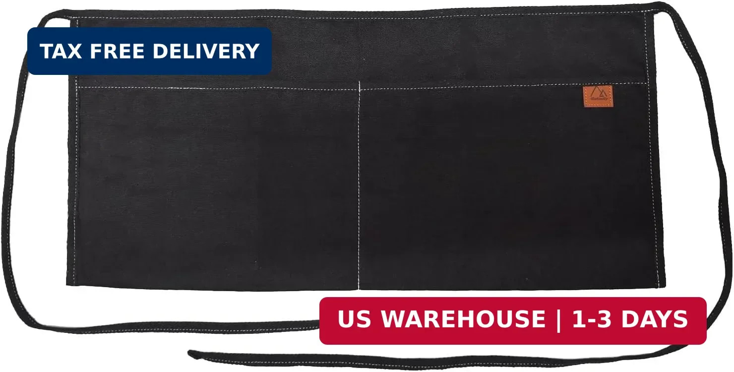 2 Pocket Canvas Work Waist Apron Unisex Tool Utility Apron Tool Belt Woodworkers
