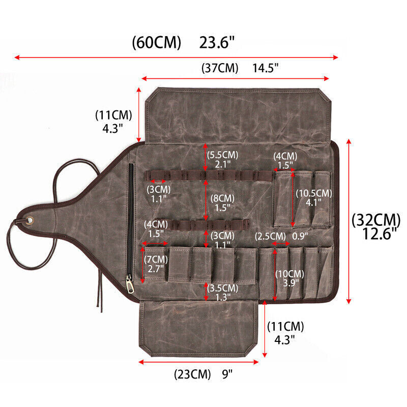 Canvas Tool Roll Spanner Carve Knife Wrench Storage Pouch Chisel Pocket-TOURBON