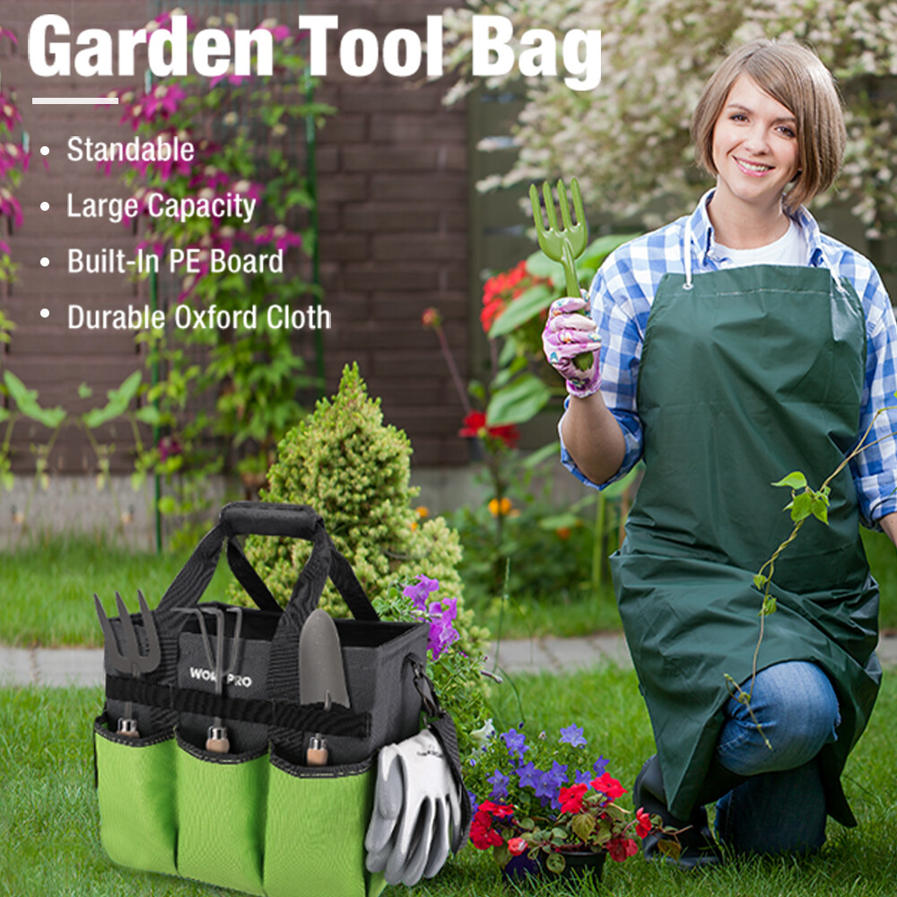 WORKPRO Garden Tote Bag Heavy Duty Gardening Tool Bag w/10 Pocket Shoulder Strap