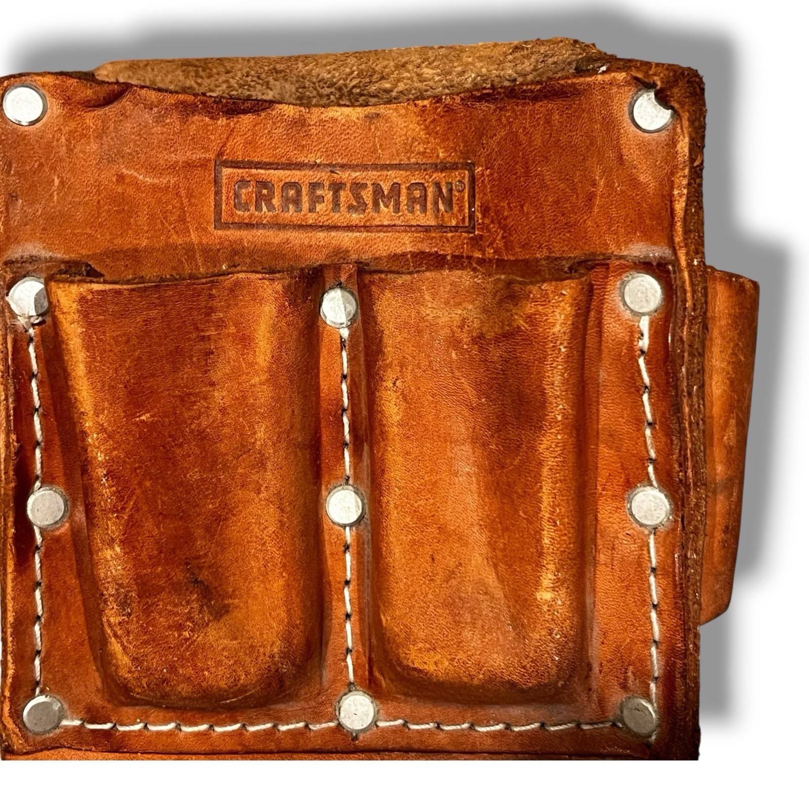 VTG Craftsman Leather Tool Carpenter Pouch 9-40463 & 464 Belt 28”-46” Pockets