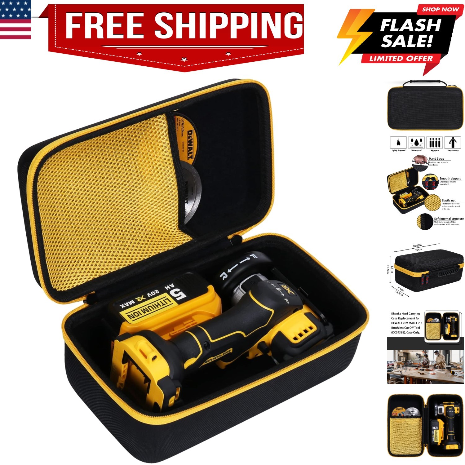 Hard Carrying Case Replacement for DEWALT 20V MAX 3 in 1 Brushless Cut Off To…