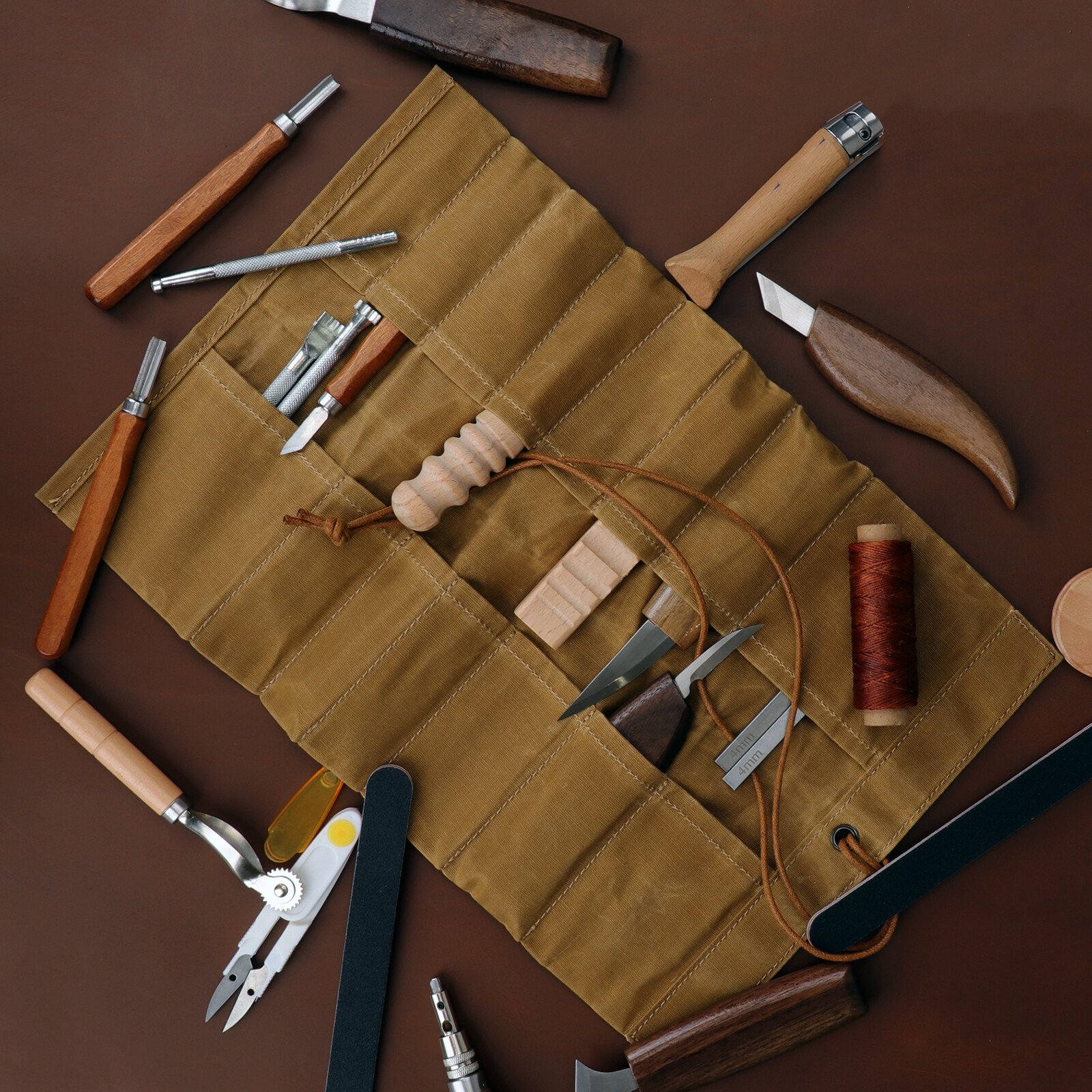 Roll up Canvas Tool Carry Holder Carving Knife Organizer Bag Handy Pouch in USA