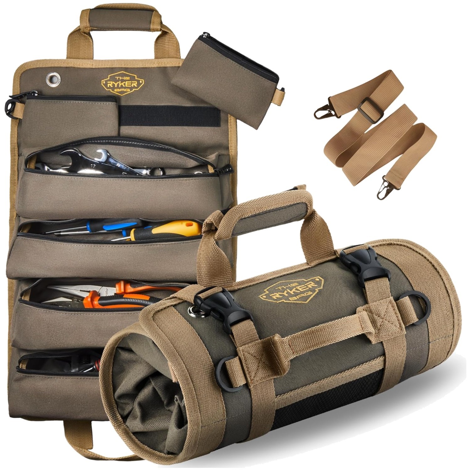 Portable Roll Tool Bag – Detachable Pouches – Gifts for Dad
