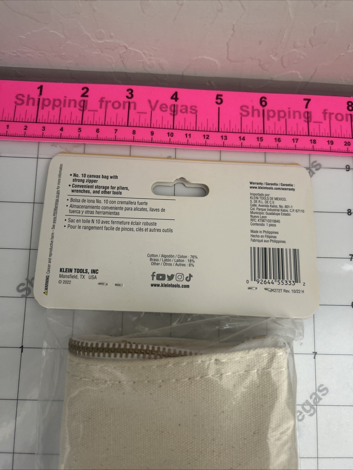 Klein Tools 5139 Zipper Bag, Canvas Tool Pouch 12.5in x 7in NEW