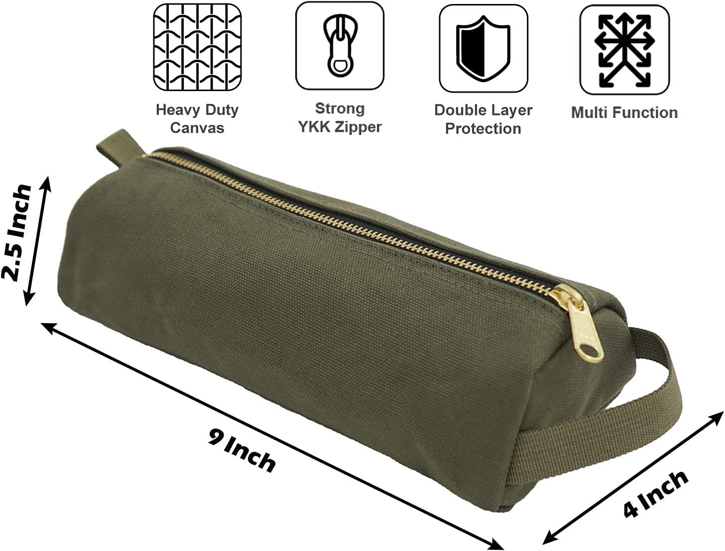 Rough Enough Durable Canvas Tool Bag Pouch with Zipper Handle – Compact Design