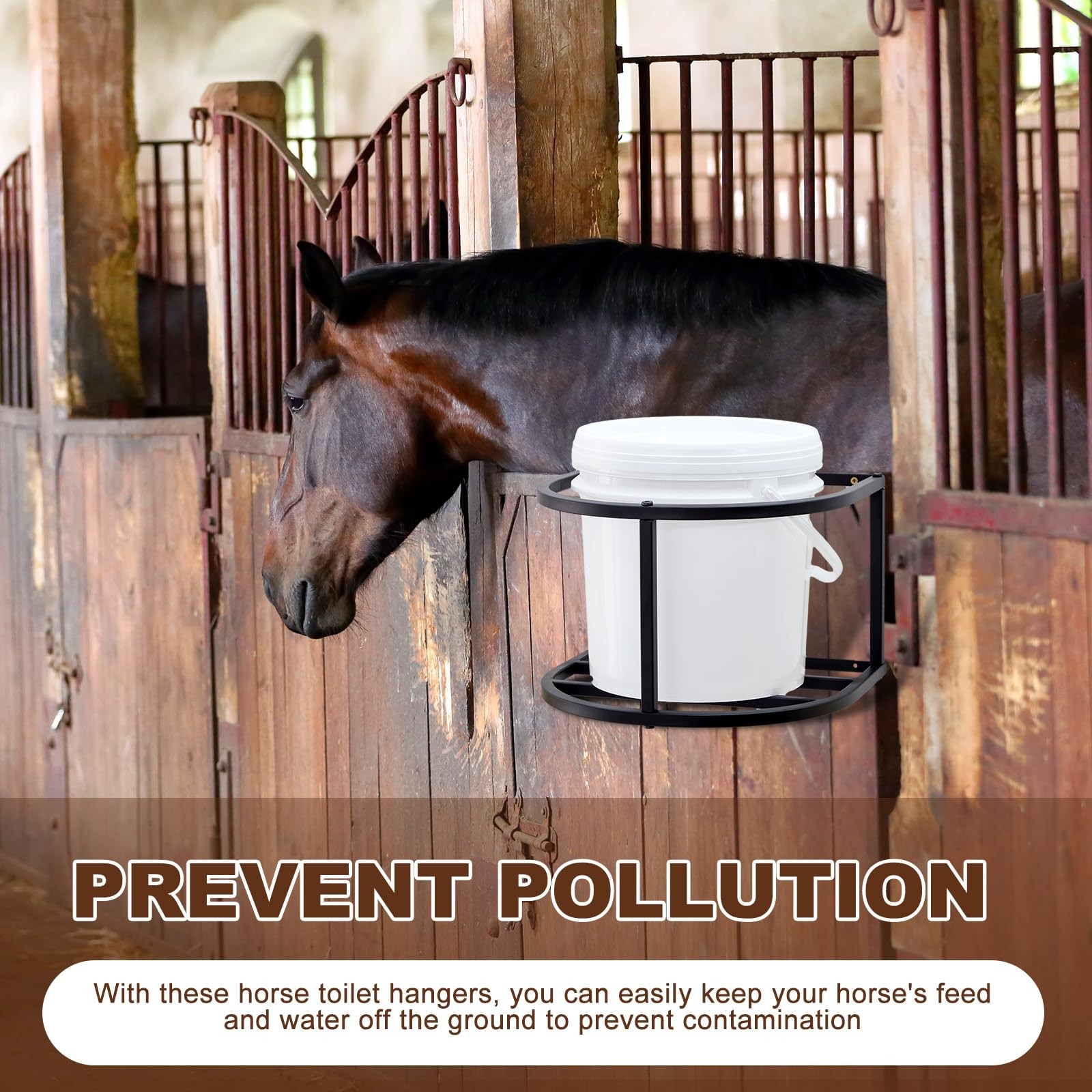 2 Pcs Bucket Holder 5 Gallon Horse Feed Pail Wall Mount 15.5″ x 14.5″ x 10″ f…