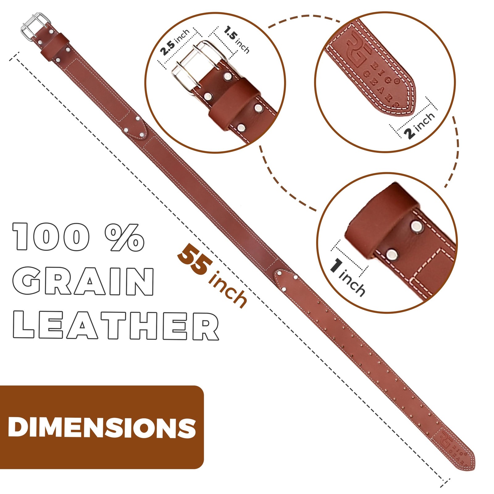Leather tool belt for men grain leather work belts | 2 inch carpenter constaract