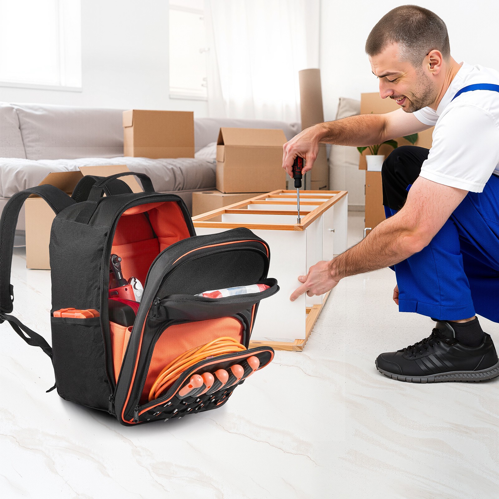 Uimoso Tool Backpack with 49 Pockets, Durable and Ideal for Electricians