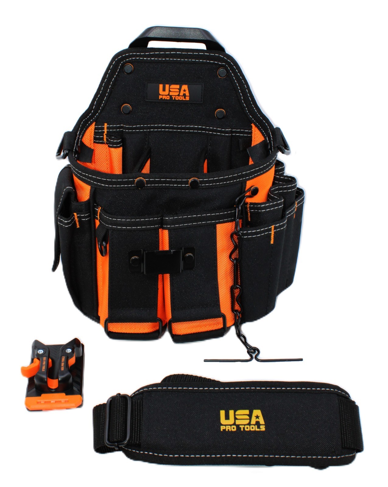 USA Pro Tools Electrician Tool Bag – Heavy-Duty Tool Pouch with Shoulder Strap